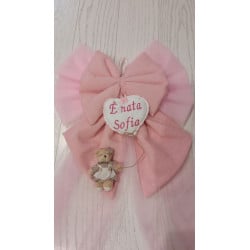 Fiocco Nascita Personalizzabile In Cotone e Tulle