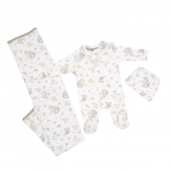 Set neonato 3 pezzi in caldo cotone Beige  1/3 mese