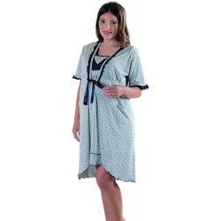 Vestaglia da Notte Mezza Manica, Grigio Pois