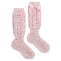 Calzino Lungo in Cotone con Fiocchetto - Rosa