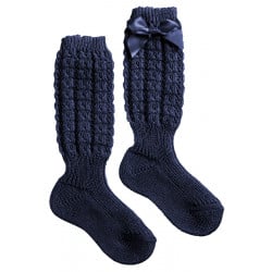 Calzino Lungo in Cotone con Fiocchetto - Blu