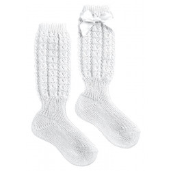 Calzino Lungo in Cotone con Fiocchetto - Bianco