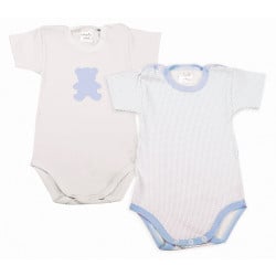Set 2 Body Neonato a Mezza Manica - Pois Azzurro