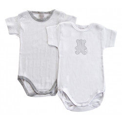 Set 2 Body Neonato a Mezza Manica - Pois Grigio