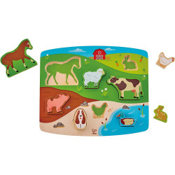 Hape - Puzzle Double Face della Fattoria