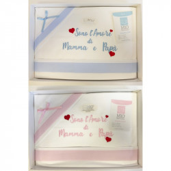 Completo Lettino In Cotone Con Scritta